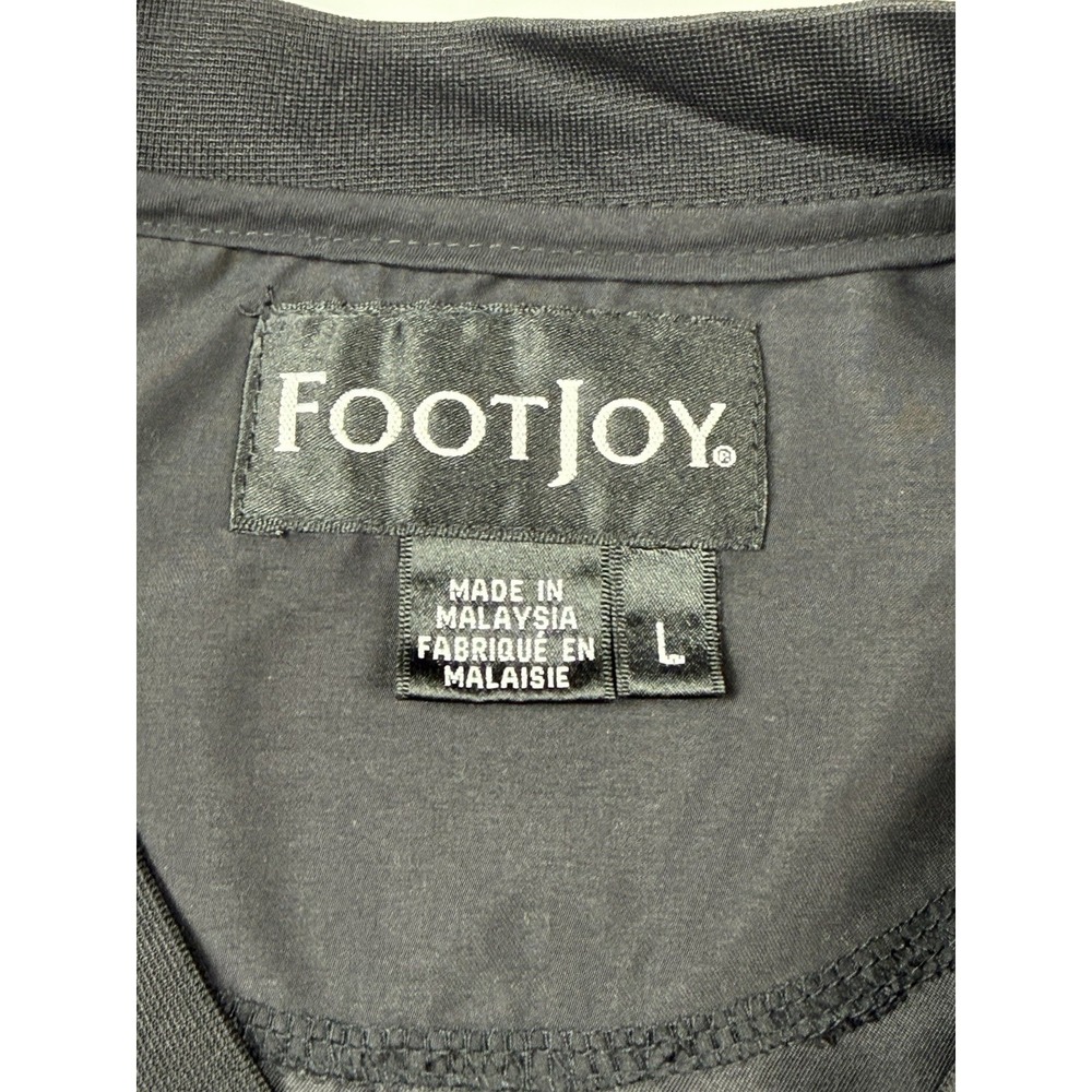 Vintage FJ Footjoy Golf Rain Wind Shirt V Neck Jacket Mens Sz L Black Pockets - Picture 2 of 12